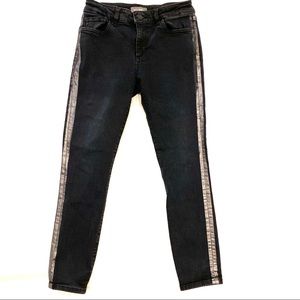 DL1961 metallic racer strip jeans